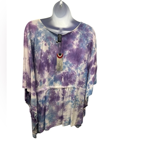 Sacred Threads Tye-Dye Poncho Blouse. 223120/4.  RD/RD - Picture 2 of 4
